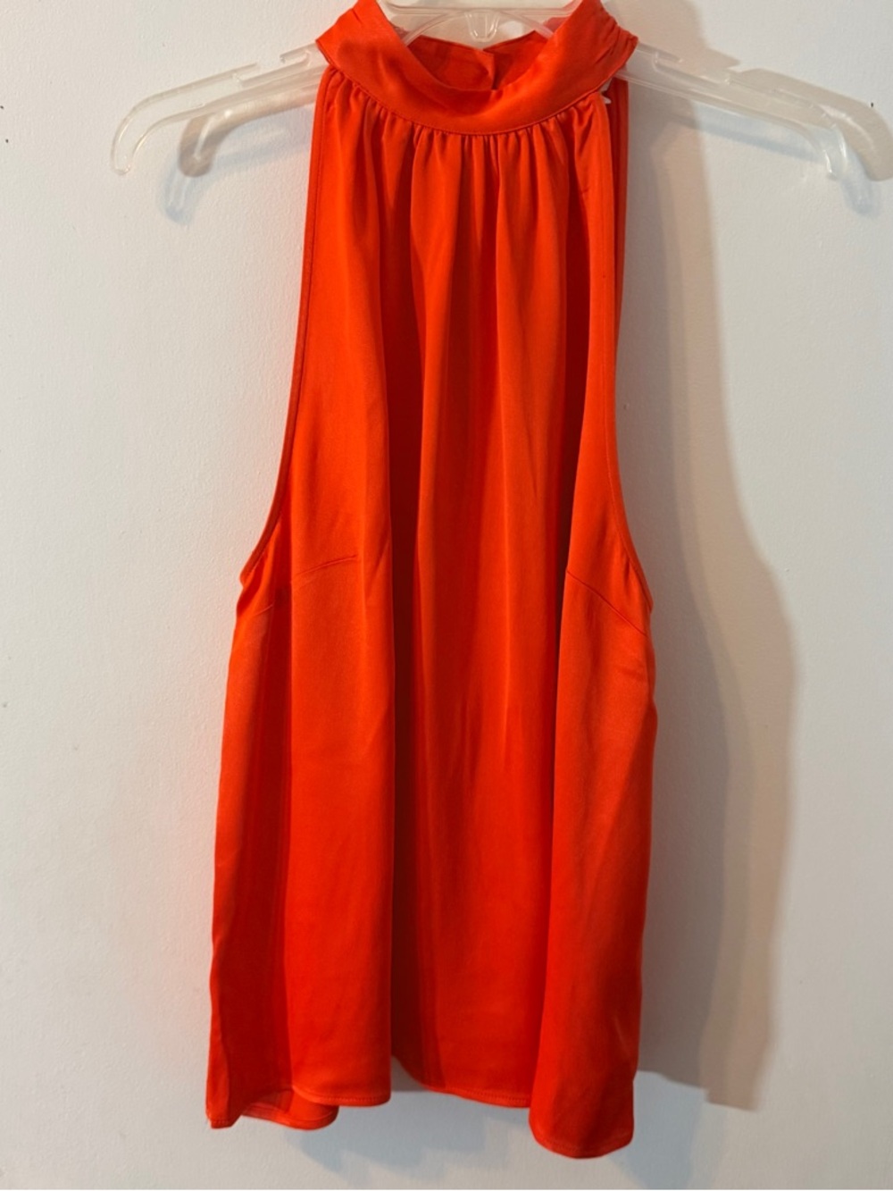 Boden Orange Satin Blouse Sleeve Less Halter Neck Pullover Tank Top Sz 12